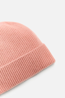 ZARA ШАПКА ИЗ КАШЕМИРА - LIMITED EDITION, ПАСТЕЛЬНО-РОЗОВЫЙ