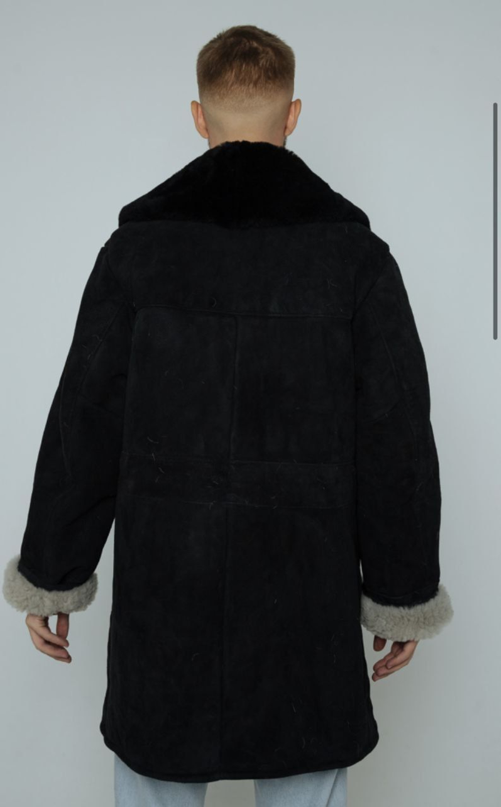 Полушубок овчинный, мужская дубленка из натуральной овчины ГОСТ: 4432-71 чёрный