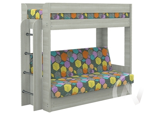 Диван-кровать двухъярусный КМ.009.01-016-00 (ясень шимо светлый/GEOMETRY MULTY 1 Вариант)