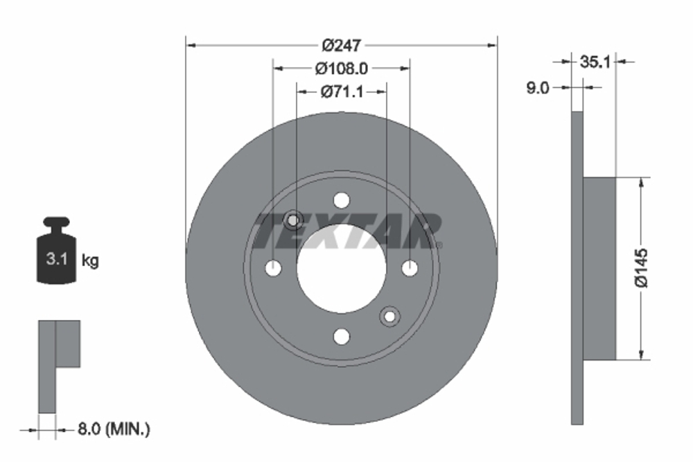 TEXTAR - 92111703-TET - Brake Disc