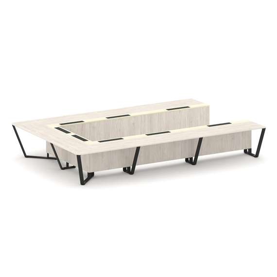 Steel Meet Стол переговорный П-образный KMK-PR.B.SP-15P Денвер Светлый/Ваниль Глянец/Металл Черный 4