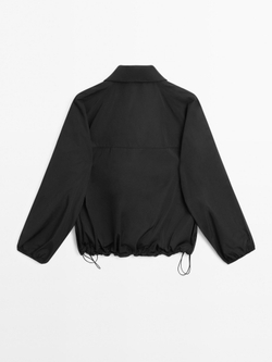 Massimo Dutti Толстовка из технической ткани с застежкой-молнией, черный