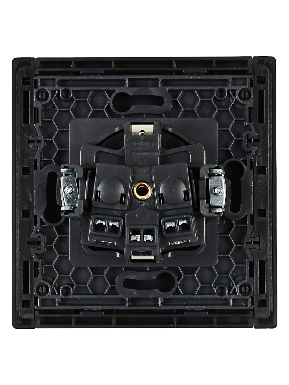 FORTE&PIANO Розетка 1-местная с заземлением с защитными шторками винтовое крепление 16А FP115 черный IEK