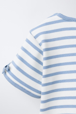 ZARA ФУТБОЛКА В РУБЧИК С БАНТАМИ, ПОЛОСКИ