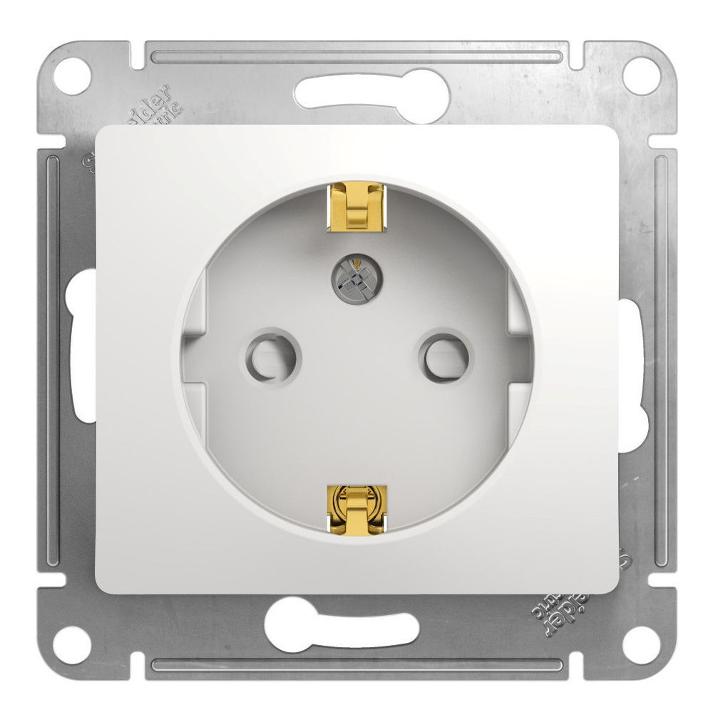 Schneider Electric Glossa Белый Розетка с заземляющими контактами со шторками, механизм IP20 скрытая установка GSL000145