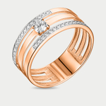 Кольцо женское из розового золота 585 пробы с фианитами (арт. 026171-1102)