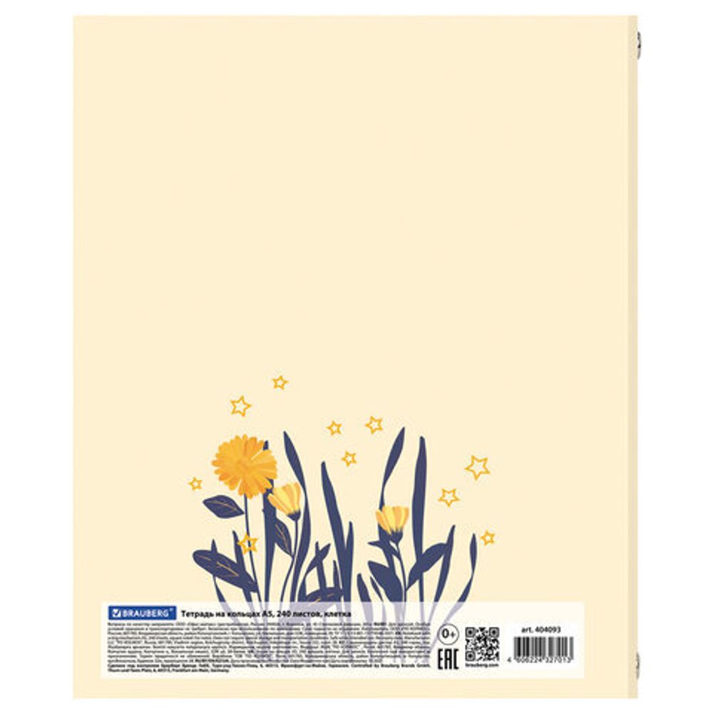 Тетрадь на кольцах А5 (175х215 мм), 240 л., обложка твердый картон, клетка, BRAUBERG, "Miracle", 404093