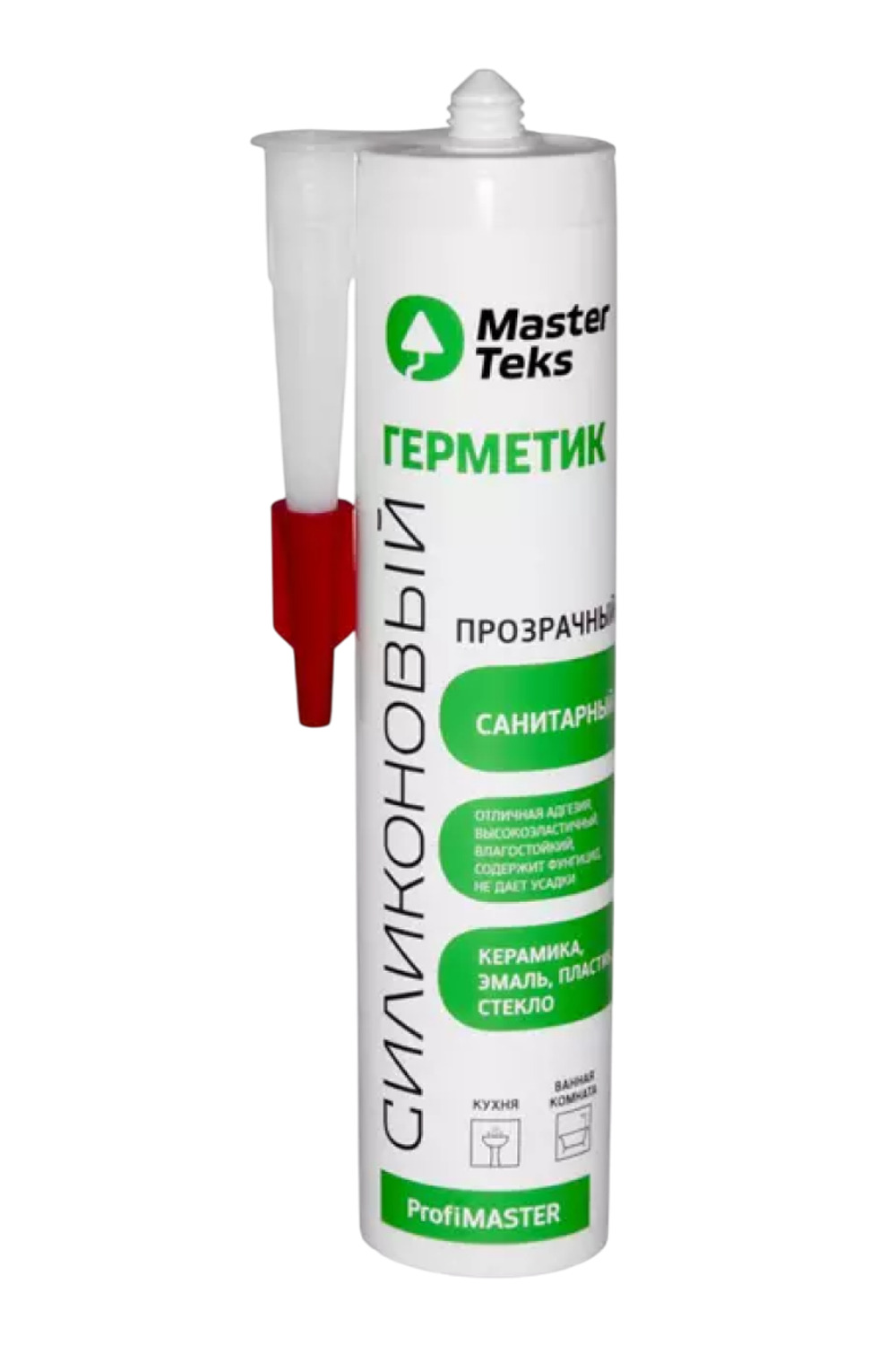 Герметик силиконовый "Masterteks" санитарный прозрачный 290мл