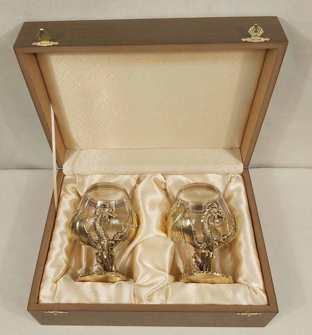 Набор из 2-х бокалов для коньяка "Два дракона" (подарочный футляр)