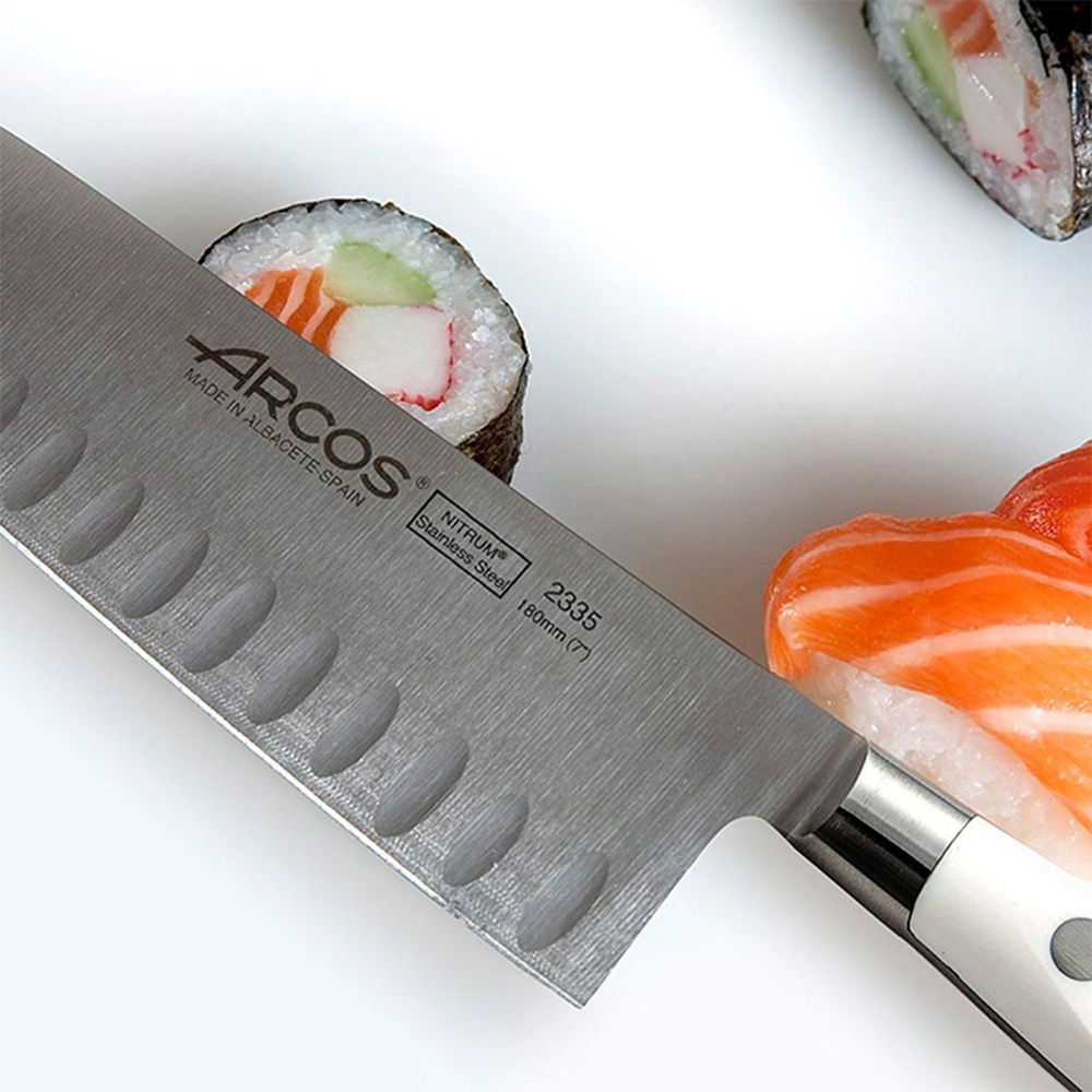 Нож кухонный Arcos, Riviera Blanca, сантоку, кован сталь, 18 см, рук пласт, 233524W