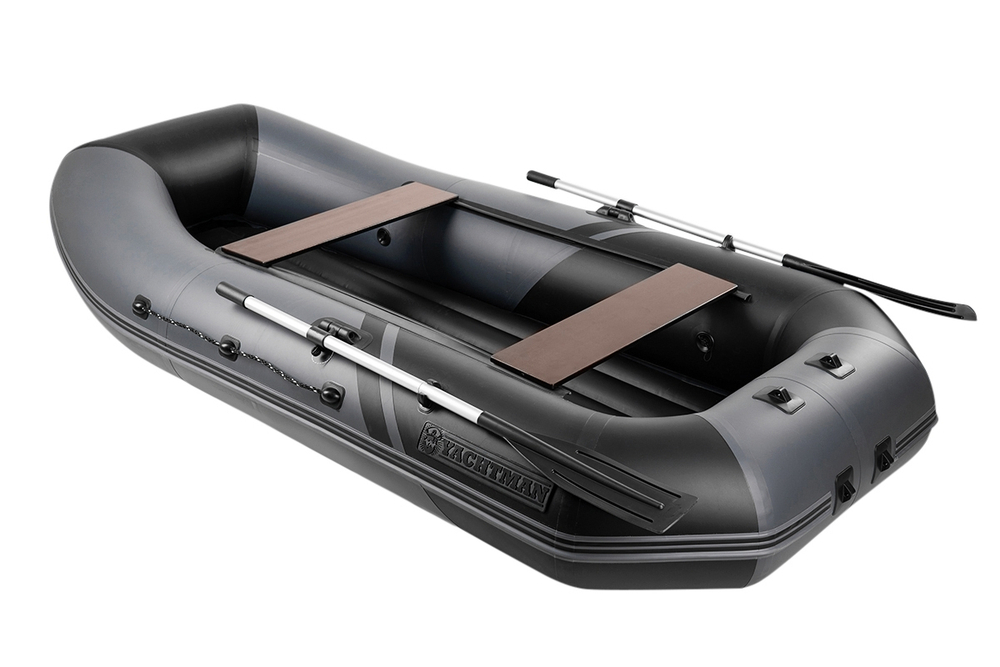 YACHTMAN-280 МНД НАДУВНОЕ ДНО (Яхтман) серый-черный (лодка ПВХ с усилением)