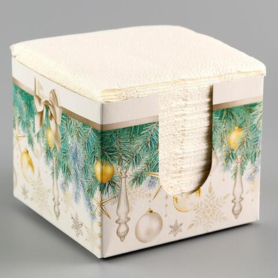 Салфетки новогодние бумажные в коробке "Ёлка" интерьерные, 75 листов