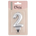 Свеча цифра "2" серебро