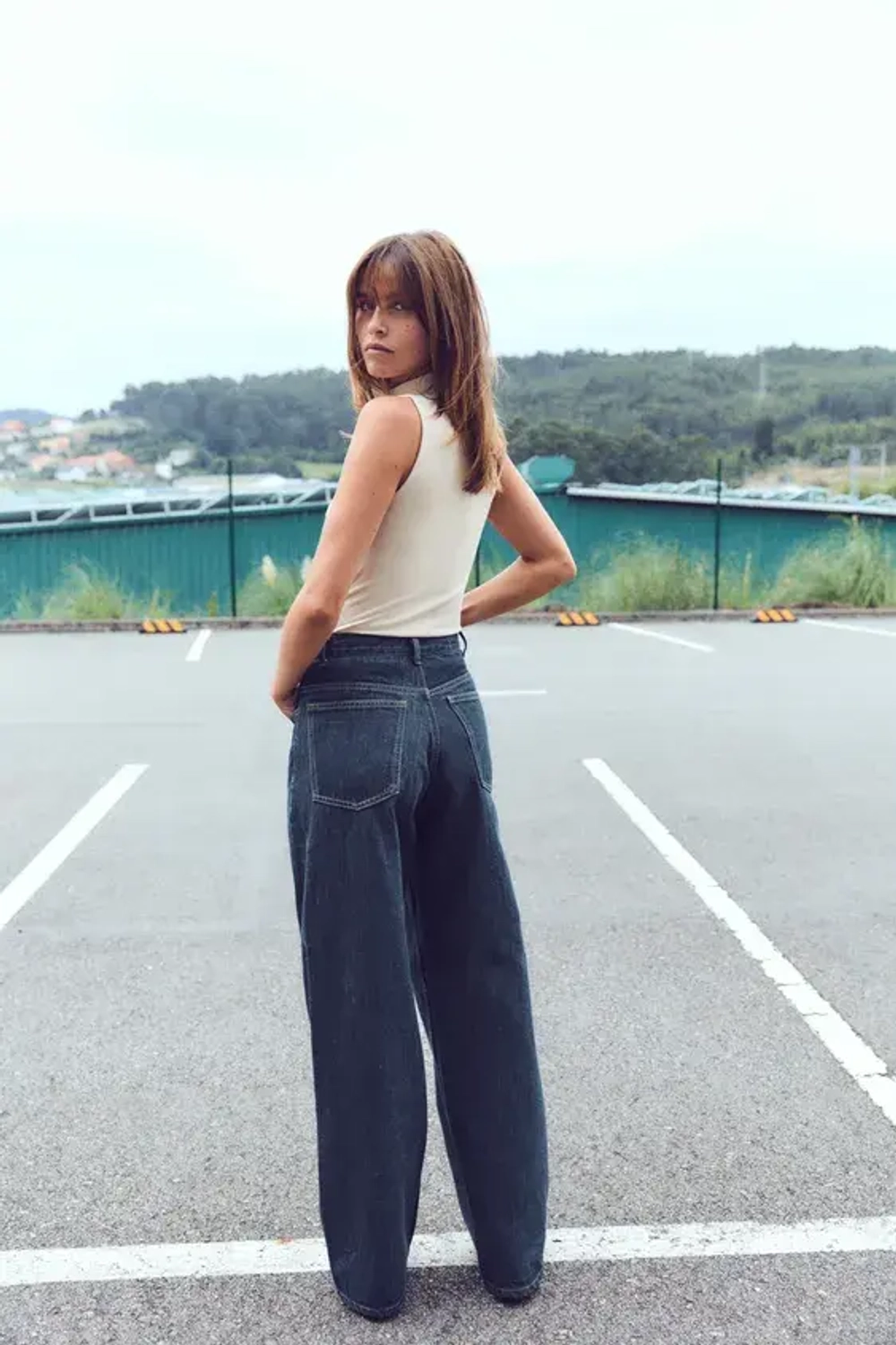 ZARA ТОП ИЗ ХЛОПКА МОДАЛА, ЭКРЮ