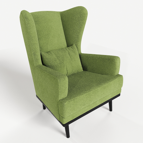 Мягкое кресло с ушами Фантазёр L-9 (Зеленый), искусственный мех, на высоких ножках, для отдыха и чтения книг. В гостиную, балкон, спальню и переговорную комнату.