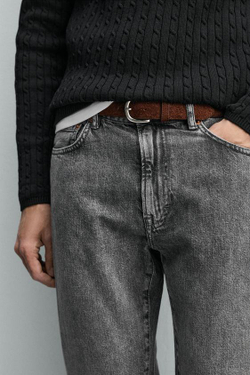 ZARA ДЖИНСЫ REGULAR FIT ОБЛЕГЧЕННЫЕ, СЕРЫЙ