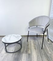 Стул-кресло ГЕММА, цвет Серый Confetti, велюр / черный каркас