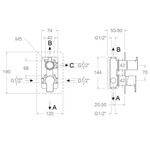Встраиваемый смеситель для душа на 3 выхода BLAUTHERM 941513SCUC медь