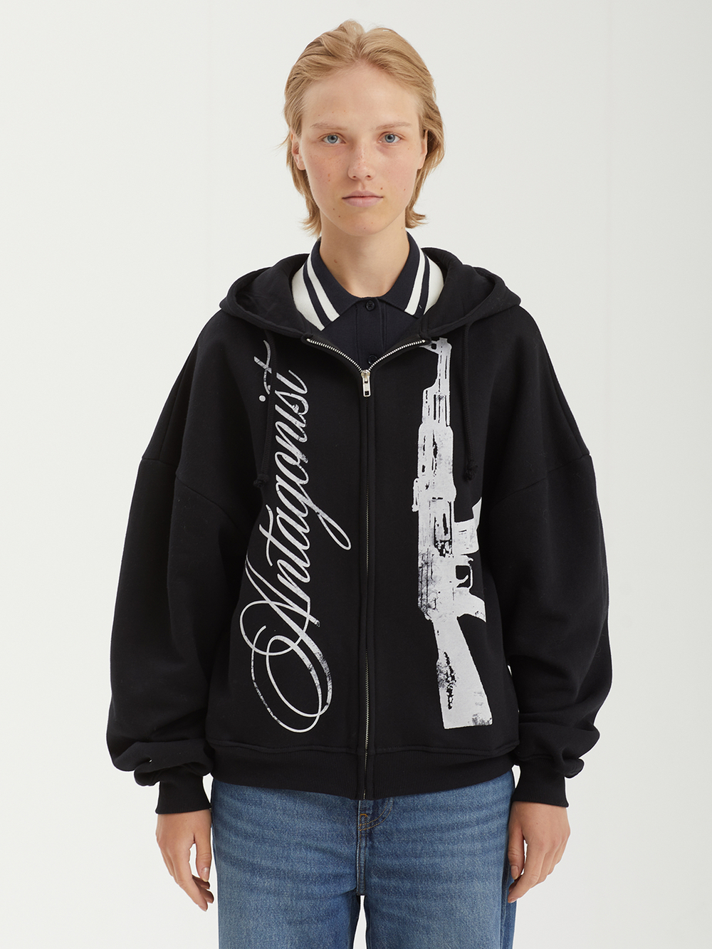 Женская Толстовка Rogue Heart Black Gun Graphic Oversized Zip Up