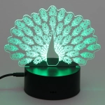 Светильник ночник «3D-Павлин» на пластиковой подставке, с включателем USB