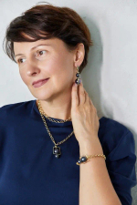 Колье-трансформер miss Di золото с темным бензиновым жемчугом Майорка