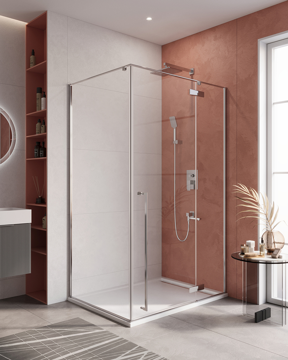 Душевой уголок Cezares LINER-AH-1-120/90-C-Cr-R, 120х90х195, правосторонний, профиль хром, стекло прозрачное