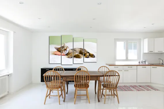 Модульная картина "Кошка спит на подушке"