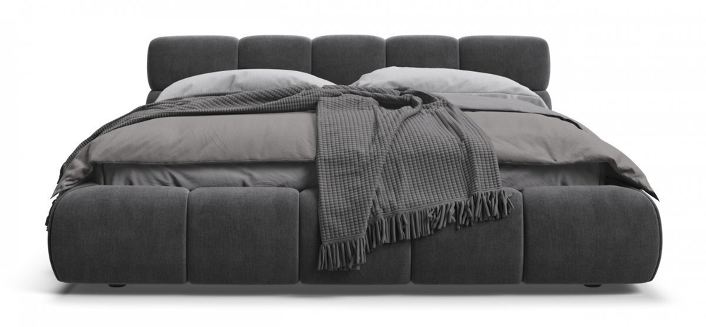 Босс Дрим Кровать+ПМ 160 Велюр Монолит серый