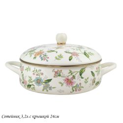 Lenardi 776-068 Сотейник эмалированный 3,2л MAGNOLIA с крышкой 24см. в под.уп.(х6)Эмаль