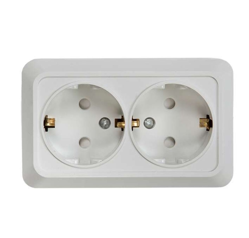 Розетка 2-м BOLLETO защ. шторки с заземл. накл. 7128х бел. ASD / IN HOME 4690612000961