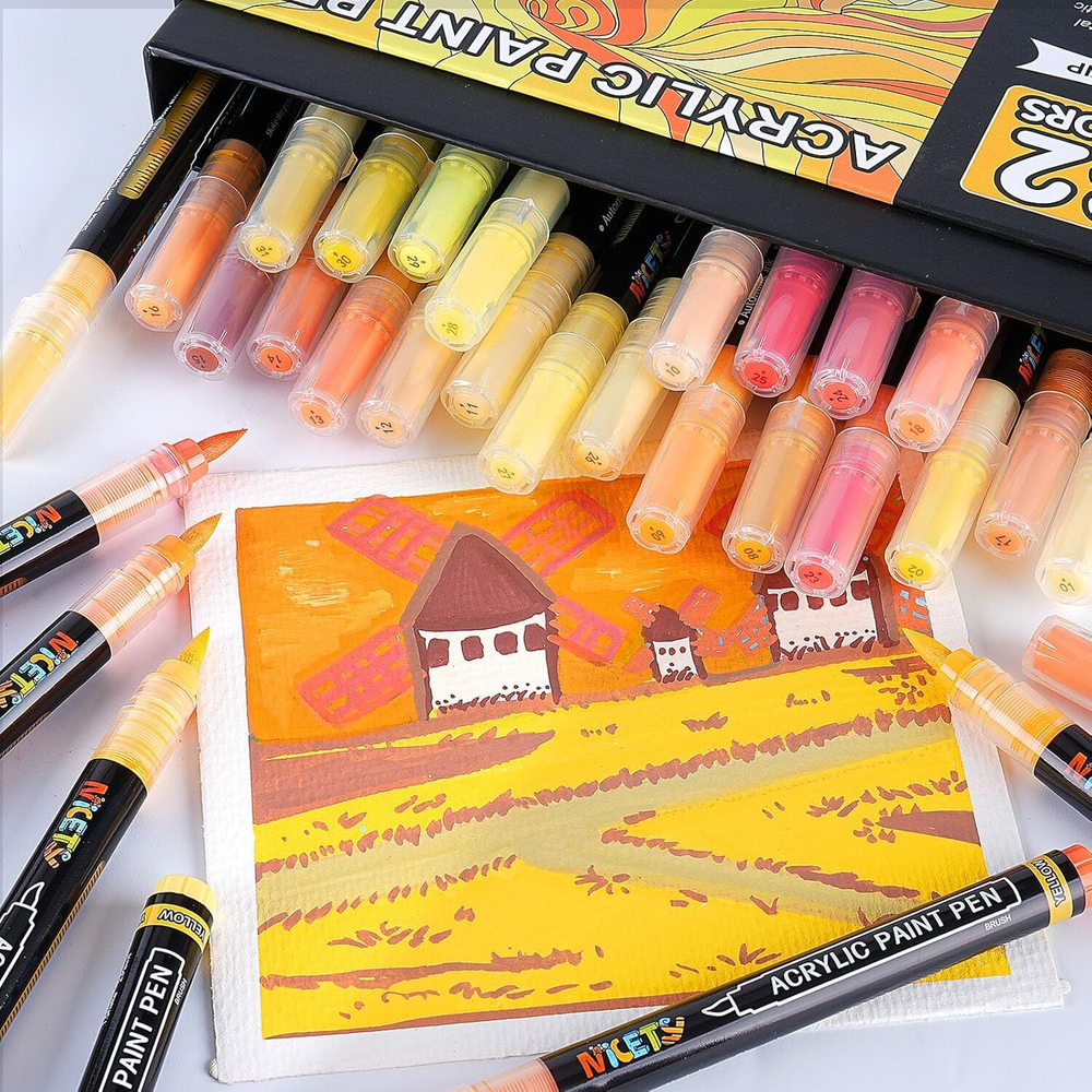 NICETY акриловые маркеры 1-5 мм, 32 шт, yellow