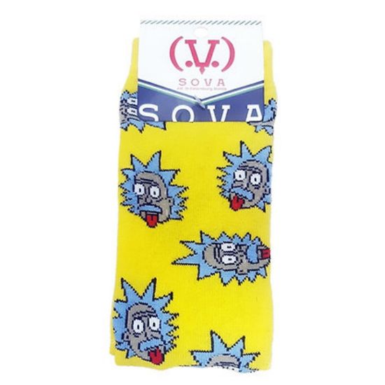 Носки Рик и Морти "Морды Рика Санчеса", р-р 36-40 (кислотно желтый)