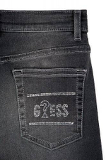 Брюки джинсовые GUESS Серый/Розовые клепки/На заднем кармане: логотип из страз (Девочка)