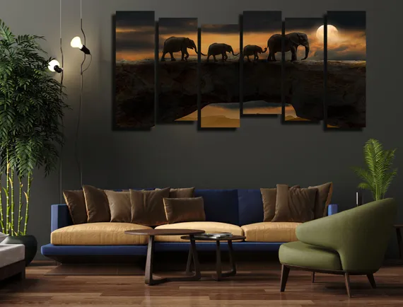 Модульная картина "Африканские слоны"