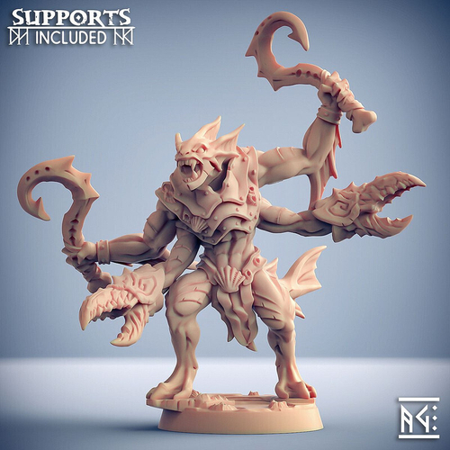 Сахуагин Сахуагин барон Воин Паладин Варвар Файтер Рыцарь миниатюра для dnd, днд, pathfinder, фентези, Настольная игра, НРИ, Варгейм, РПГ