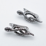 Ювелирные швензы Змея с родиевым покрытием, фианиты, размер 24*8 мм, цена за пару