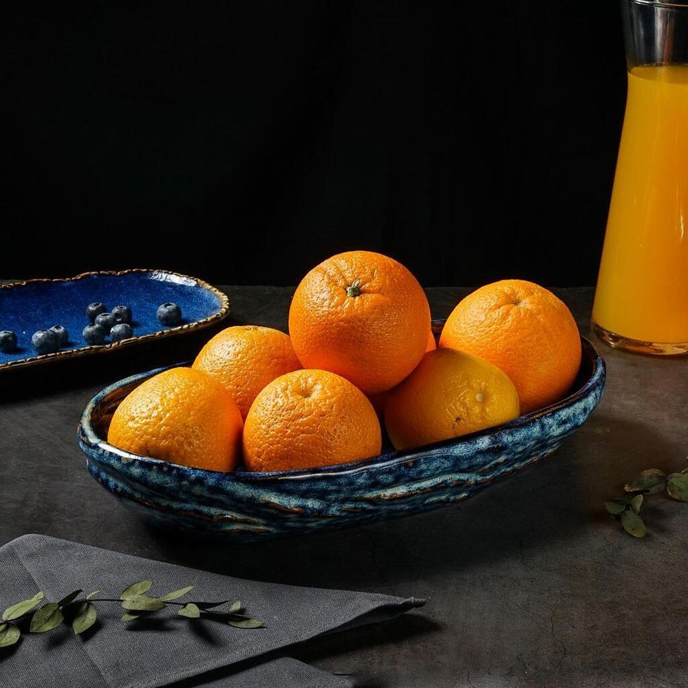 Блюдо овальное 35*20,5 см h6 см 2 л Aqua Blue Style Buffet P.L. [1]