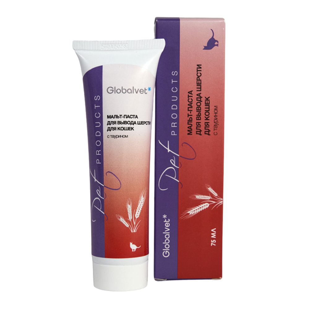 Мальт паста для кошек Глобал-вет для вывода шерсти с таурином - 75 мл