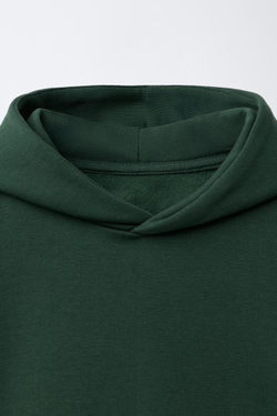 ZARA БАЗОВОЕ ХУДИ С КАПЮШОНОМ, ТЕМНО-ЗЕЛЕНЫЙ