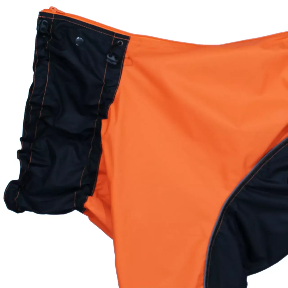 Комбинезон дождевик для собак White Wolf вырез на мальчика оранжевый-черный