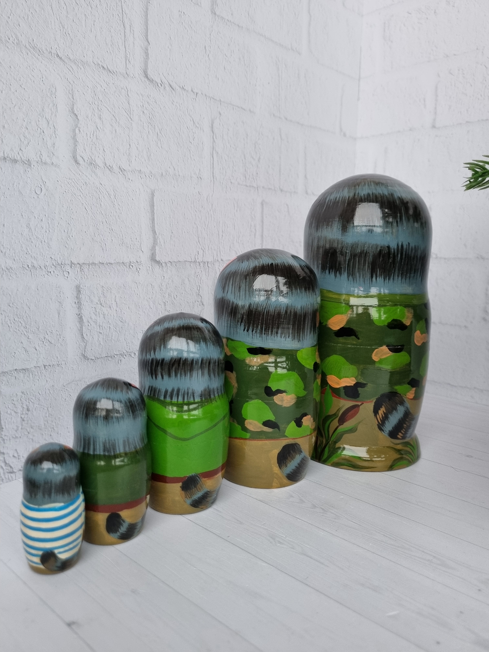 Матрешка "Котик Рыбак" 5мест