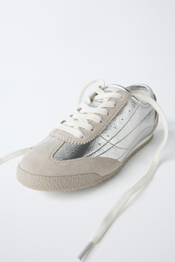 ZARA БЛЕСТЯЩИЕ КРОССОВКИ, СЕРЕБРИСТЫЙ