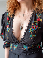 Бохо платье черное с вышивкой