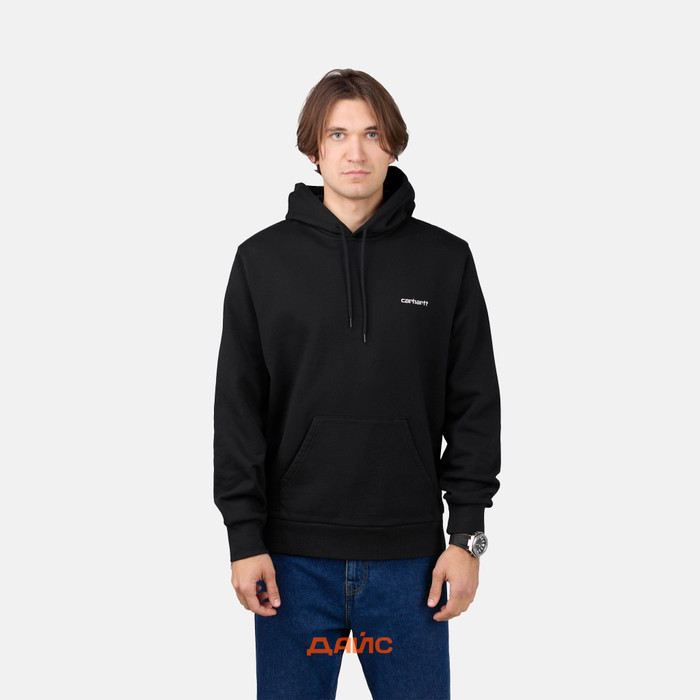 Толстовка мужская Carhartt WIP Script Embroidery Hooded артикул:I033658_black - купить в магазине Дайс