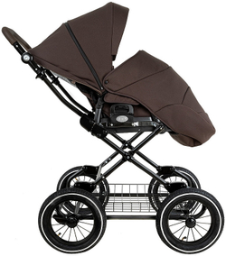 Детская коляска Roan Bass Next Classic d12 2.0 3 в 1 с автокреслом Tutis Elo Black BNC/83/2 Turkish Coffe/Black/руч.Cappuccino