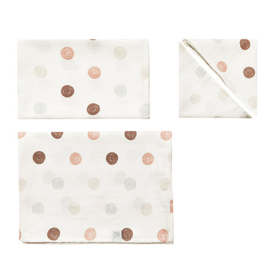 2006-71 Комплект пеленок 2х-слойный муслин 100*100, 50*70 (Кружочки) 100% хлопок