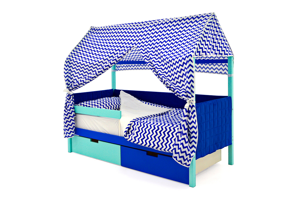 Детская кровать-домик мягкий Бельмарко Svogen мятно-синий
