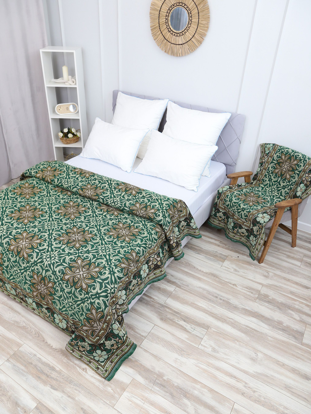 Накидки на диван и кресла комплект, комплект покрывало 200х210 и 2 дивандека для кресла 65х198