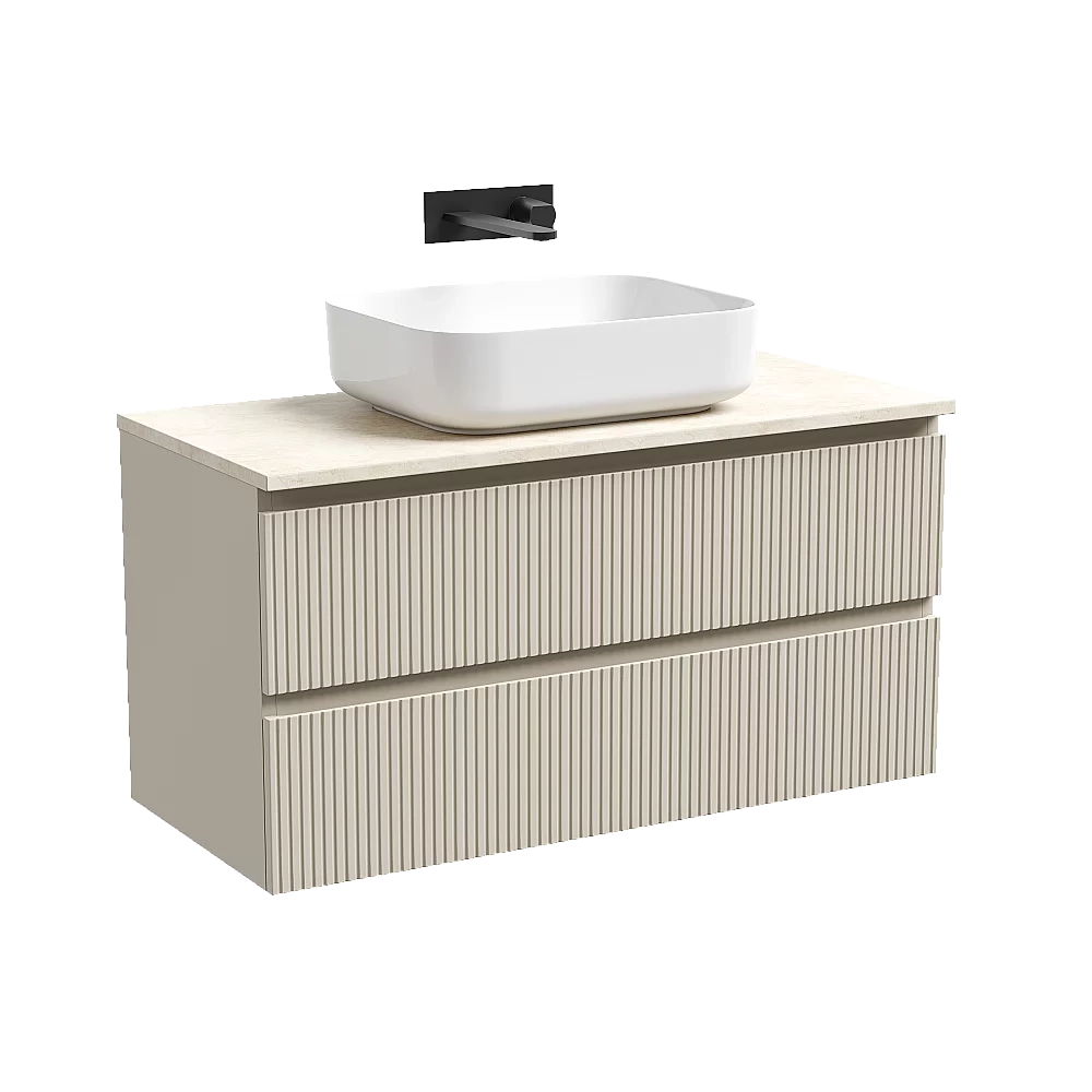 Тумба с раковиной Sancos SNOB T 100 со столешницей, бежевая матовая