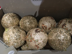 Набор шаров 24шт 10см House of Seasons золото с кружевом в ассортименте 2 вида